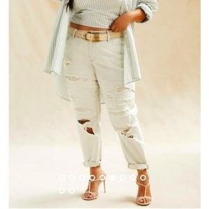 Pilcro Midrise Shredded Boyfriend Jeans